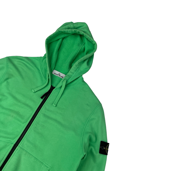 Stone Island 2022 Green Cotton Zipped Hoodie - Medium