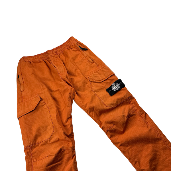 Stone Island 2019 Orange Reflective Weave Cargo Trousers - 30"