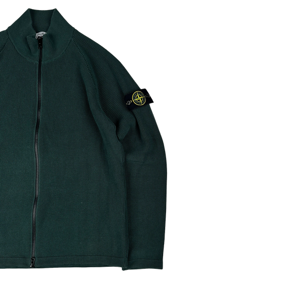 Stone Island 2023 Pine Green Ribbed Zipup Jumper - Large