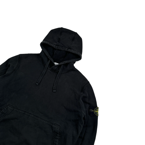 Stone Island 2022 Black Pullover Cotton Hoodie - Small