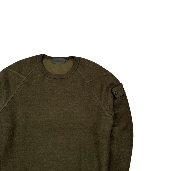 Stone Island 2020 Khaki Wool Ghost Crewneck Sweatshirt - Small