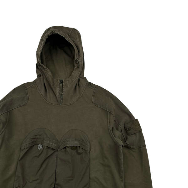 Stone Island 2018 Khaki Ghost Piece Cotton Pullover Hoodie - Medium