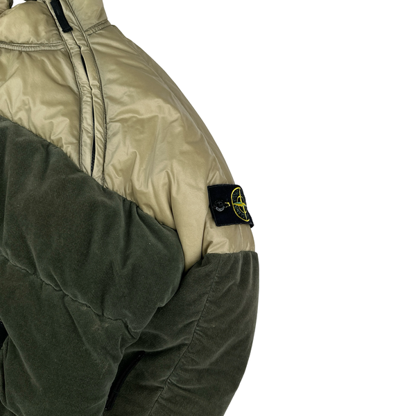 Stone Island 2018 Khaki Cotton Velvet Down TC Reverse Lamy Flock Puffer - Large