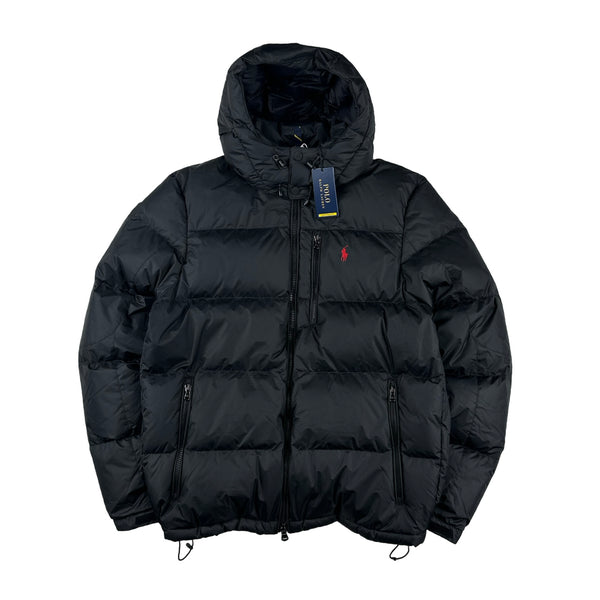 Ralph Lauren Black Padded Nylon Hooded Jacket - Medium