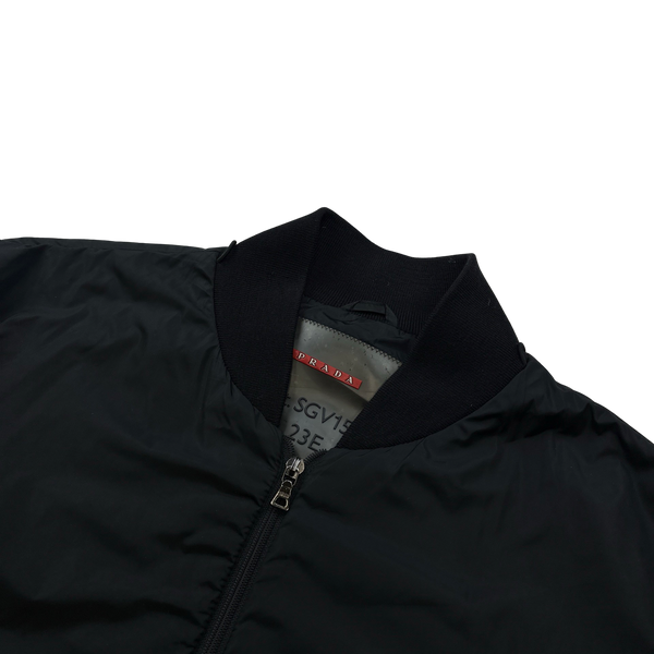 Prada Black Nylon Down Padded Bomber Jacket - 3XL