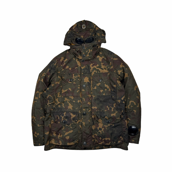 CP Company 50 Fili Down Filled Camouflage La Millie Goggle Jacket - Large