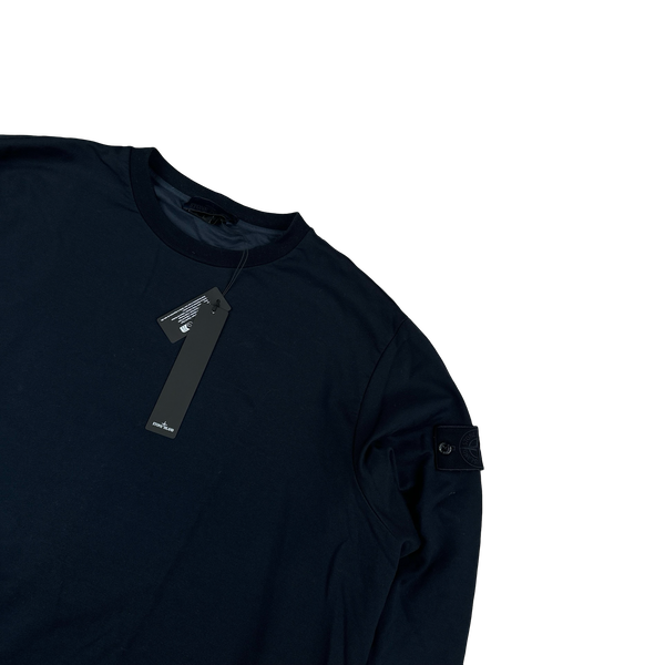 Stone Island 2022 Navy Ghost Piece Stretch Cotton Crewneck Jumper - 3XL