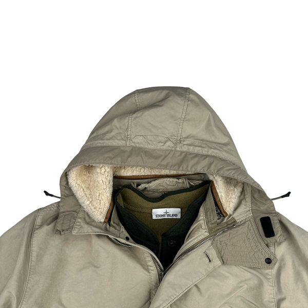 Stone Island Beige David TC Blanket Lined Fishtail Parka Jacket - XL