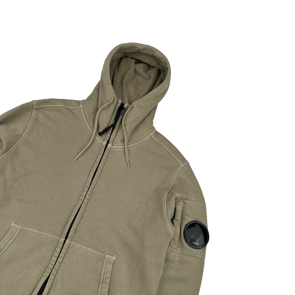 CP Company Beige Lens Viewer Zipped Hoodie - Small