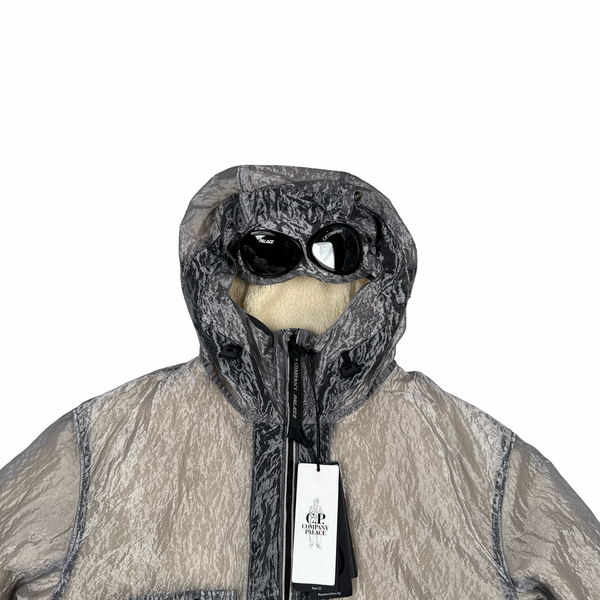 CP Company X Palace Silver Kan D Shearling Lined Spellout Embroidered Pocketed Jacket - Small
