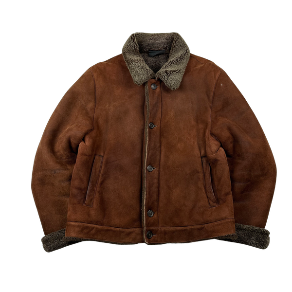 Prada Brown Vintage Suede Shearling Jacket - XL