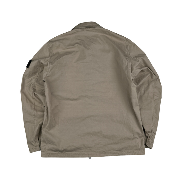 Stone Island 2023 Beige Supima Cotton Twill Zipped Overshirt - Medium