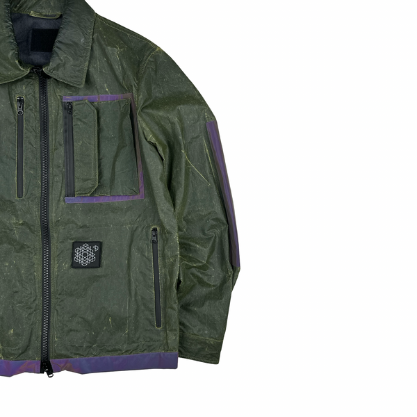 Plurimus Green Reflective Rubber Coated Zipped Overshirt - Large