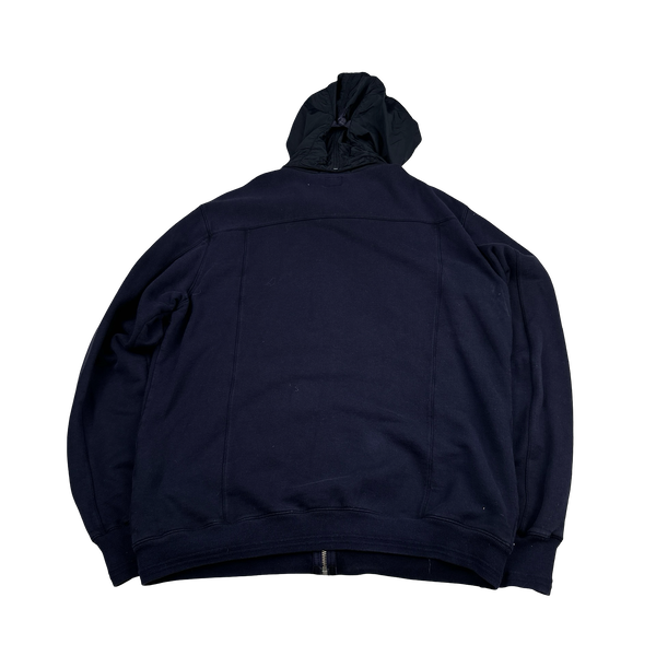 CP Company Vintage Navy Nylon Hood Goggle Hoodie - XXL