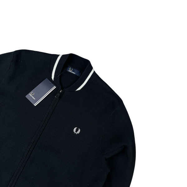 Fred Perry Black Zipped Knit Bomber - Large