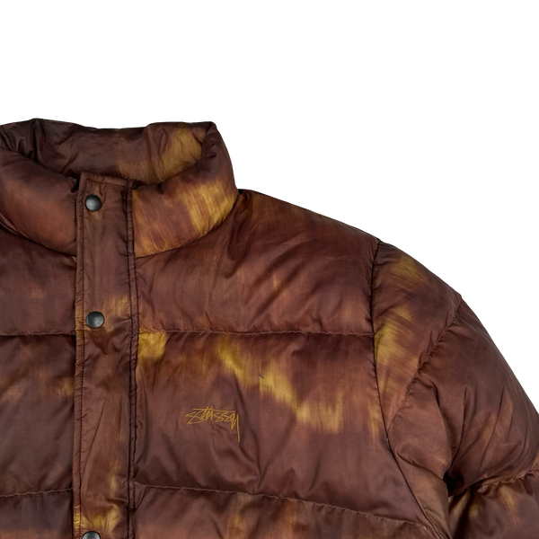 Stussy Tortoise Shell Tie Dye Puffer Jacket - Large