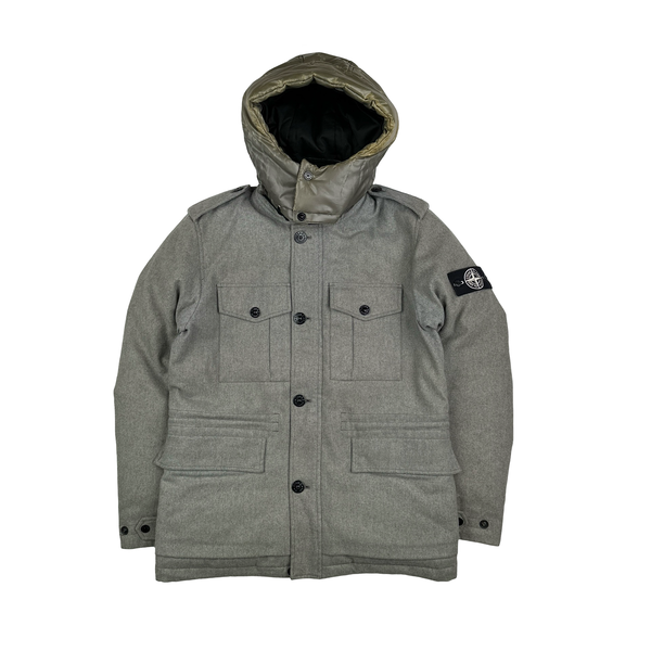 Stone Island 2014 Grey Ice Wool Blend Down Field Jacket - Medium