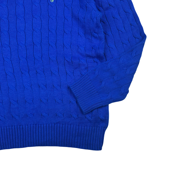 Ralph Lauren Blue Ribbed Cotton Crewneck Knit - XL