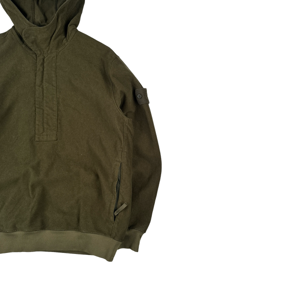 Stone Island 2021 Khaki Ghost Piece Flocked Pullover Hoodie - Medium