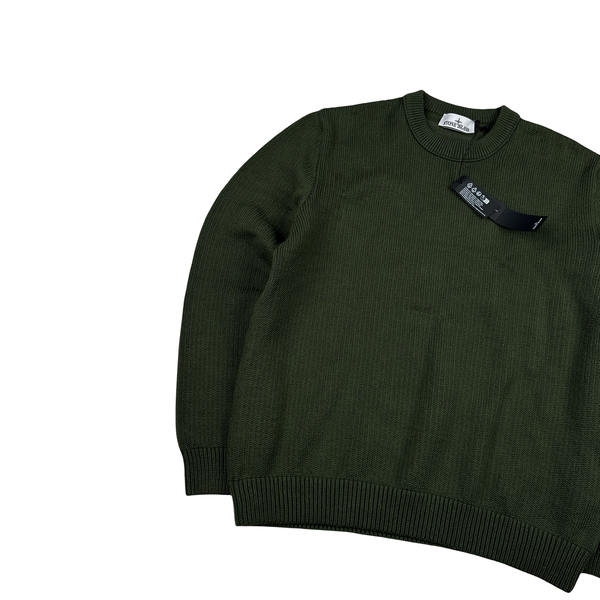 Stone Island 2025 Green Winter Cotton Crewneck Knit Jumper - Large