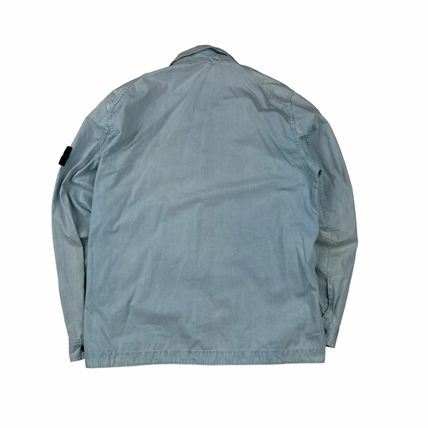 Stone Island 2017 Light Blue Cotton Zipped Overshirt - Large