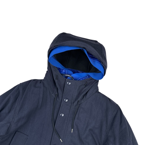 CP Company Navy Nycra Dual Layer Quilted Liner Parka Jacket - Large