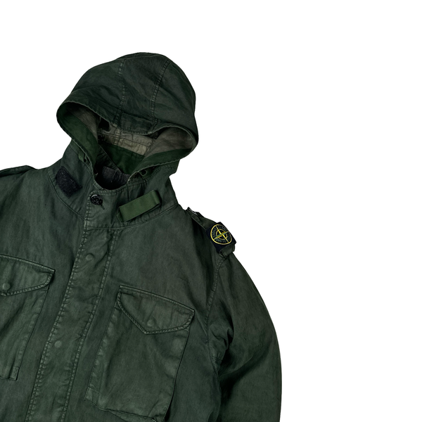 Stone Island 2005 Green Shoulder Badge Lino Flax Dutch Rope Jacket - Large
