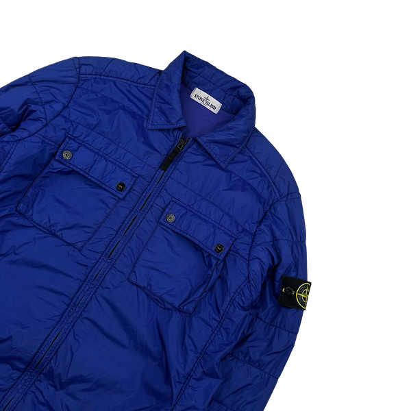Stone Island 2013 Blue Micro Yarn Cotton Lined Overshirt Jacket - Large