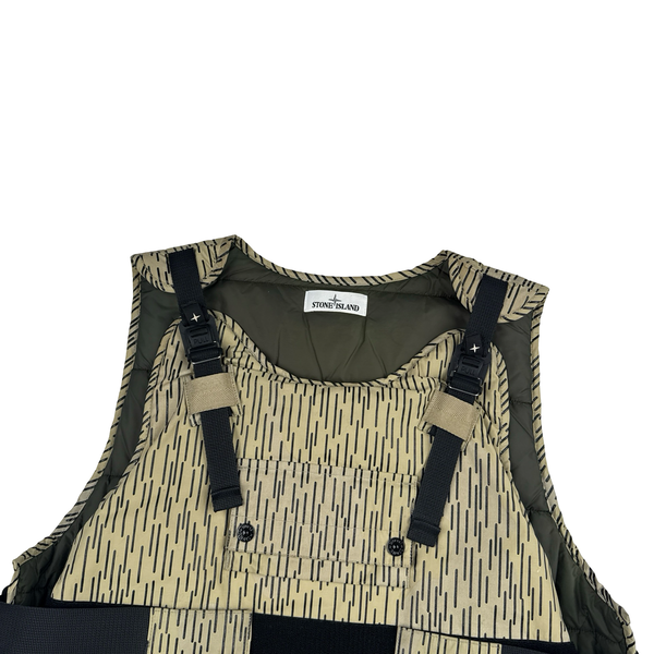 Stone Island 2021 Rain Camo Reflective Spellout Padded Utility Vest - Large
