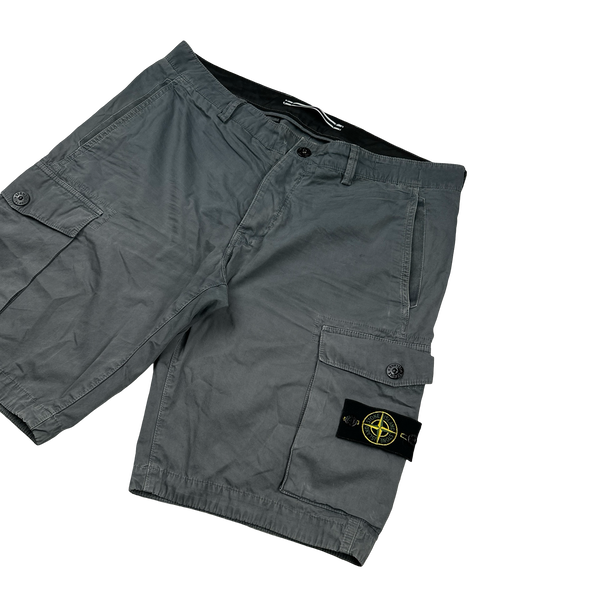 Stone Island SL Grey Cotton Cargo Shorts - 36"