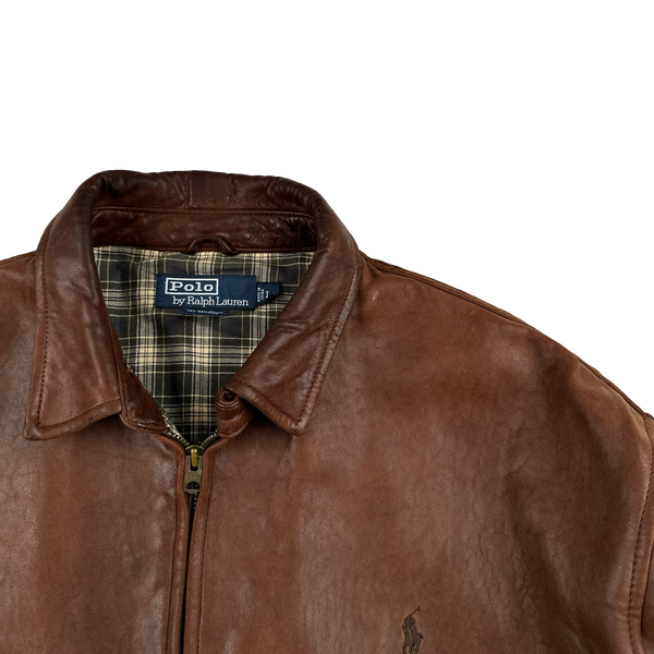 Ralph Lauren Brown Heavyweight Leather Jacket - Large