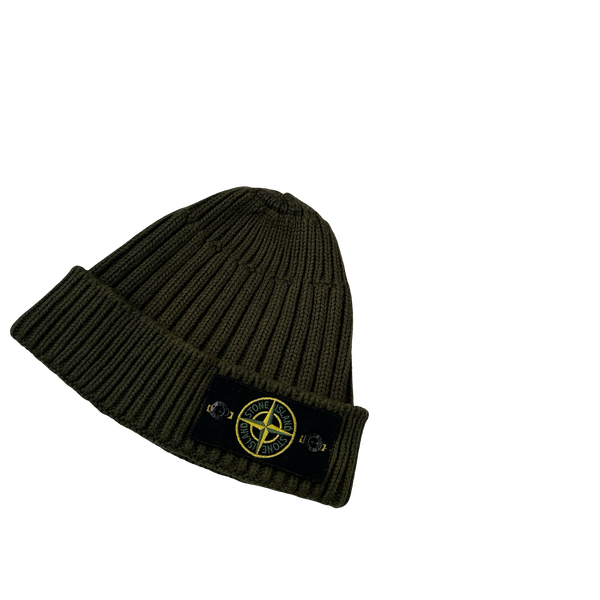 Stone Island 2011 Khaki Ribbed Wool Badge Beanie