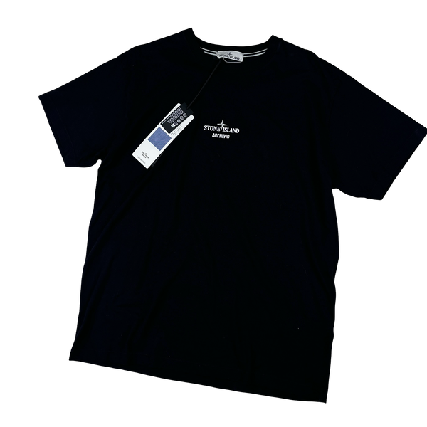 Stone Island 2023 Black Archivio Lino Watro Printed T-Shirt - XXL