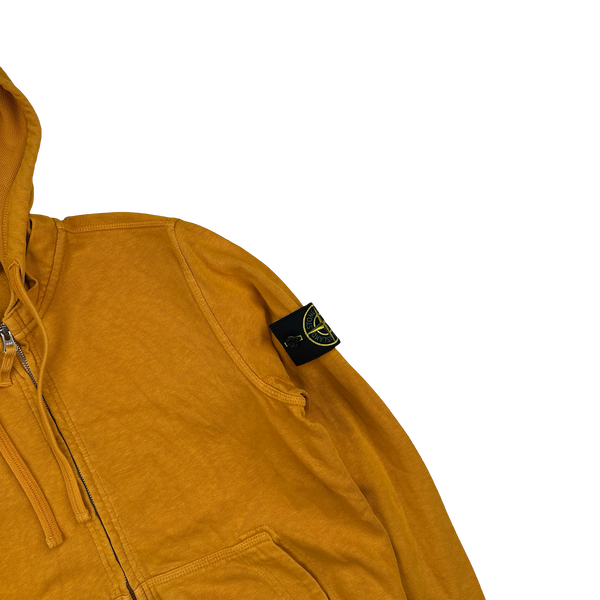 Stone Island 2017 Orange Zipped Cotton Hoodie - Small