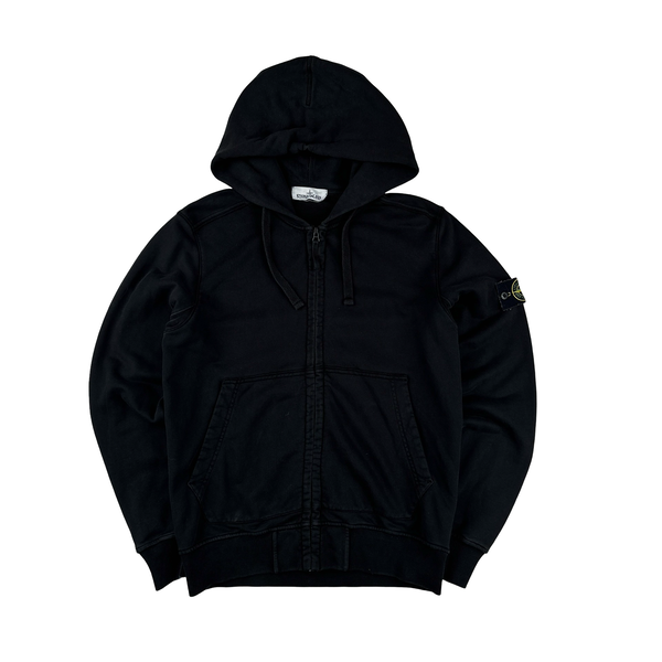 Stone Island Black Cotton Zipped Hoodie - Medium – Mat's Island