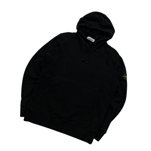 Stone Island 2020 Black Cotton Pullover Hoodie - Medium