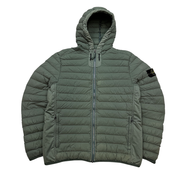 Stone Island Green Loom Down Woven Puffer Jacket - Medium