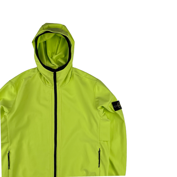 Stone Island 2022 Lime Green Soft Shell R E Dye Tech Jacket - XL