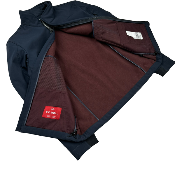 CP Company Blue Fleece Lined Soft Shell Lens Viewer Bomber - Medium