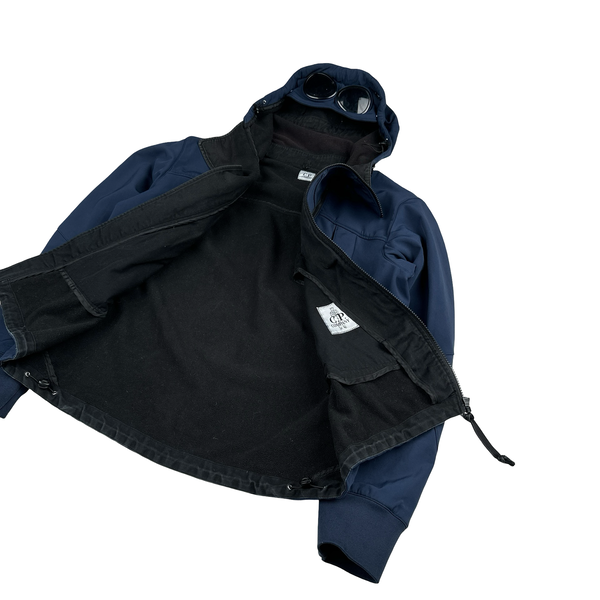 CP Company Navy Soft Shell Goggle Asymmetric Zip Jacket - Medium