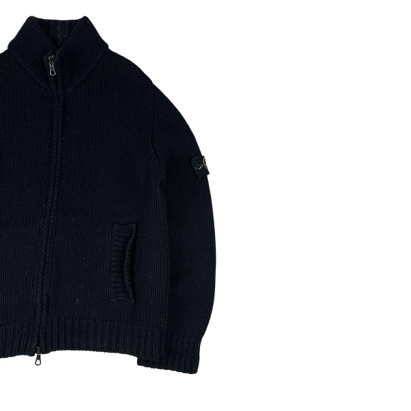 Stone Island AW/2001 Heavyweight Wool Knit Zip Up Jumper - Medium