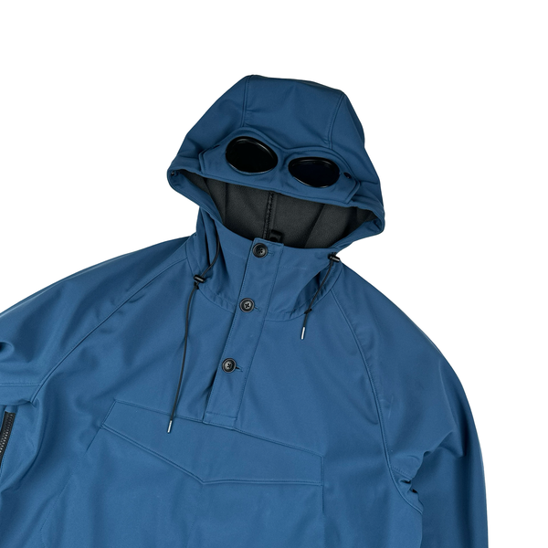 CP Company Blue Fleece Lined Soft Shell Smock Goggle Jacket - Large