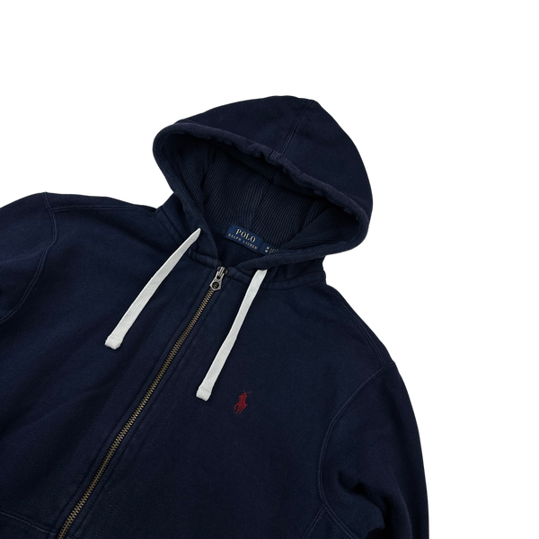Ralph Lauren Navy Thick Cotton Zipped Hoodie - Medium