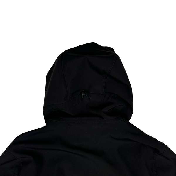 CP Company Black Soft Shell Lens View Hooded Zipped Jacket - Medium