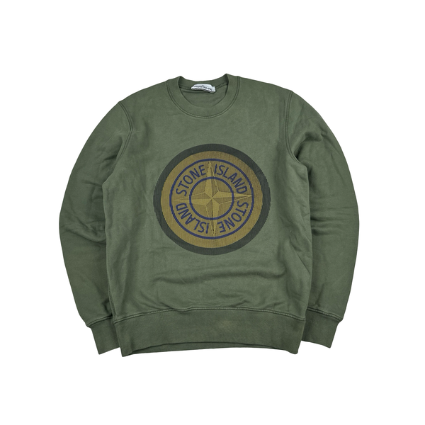 Stone Island 2021 Green 3D Rubber Logo Sweatshirt - Small