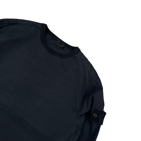 Stone Island 2019 Black Ghost Piece Resin Cotton Crewneck - Small