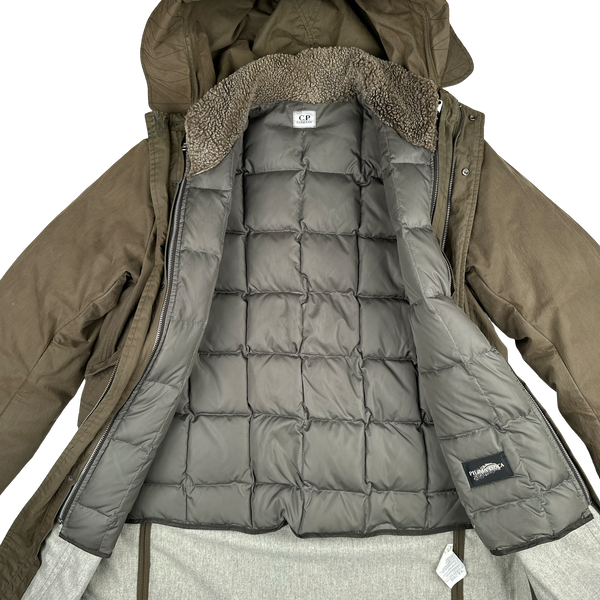 CP Company 2006 Khaki Multi Pocket Down Lined Jacket - Medium