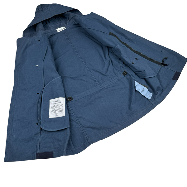 Stone Island 2020 Blue Hooded Cotton Cordura Jacket - Small