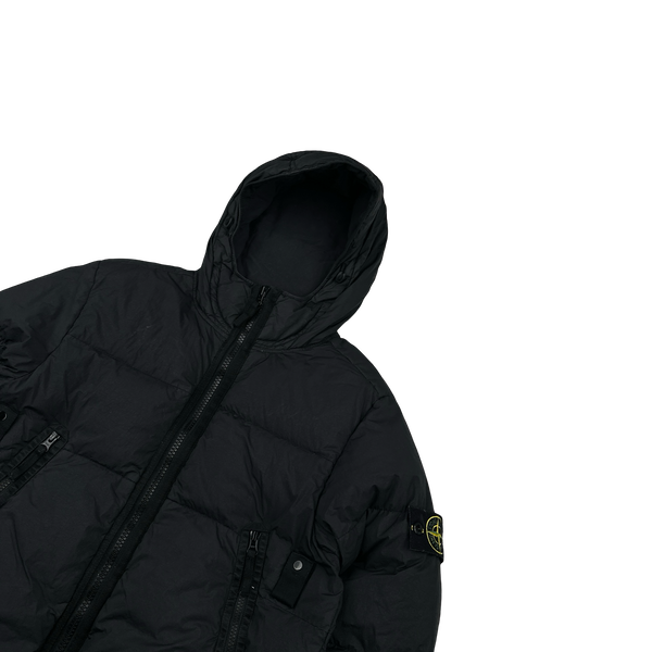Stone Island 2021 Black Crinkle NY Down Puffer Jacket - Small