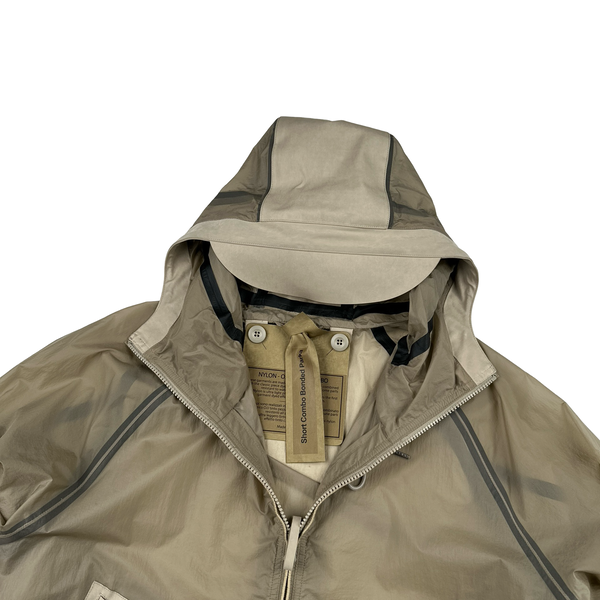 Ten C Beige Transparent Lightweight Short Combo Bonded Parka Jacket - XL